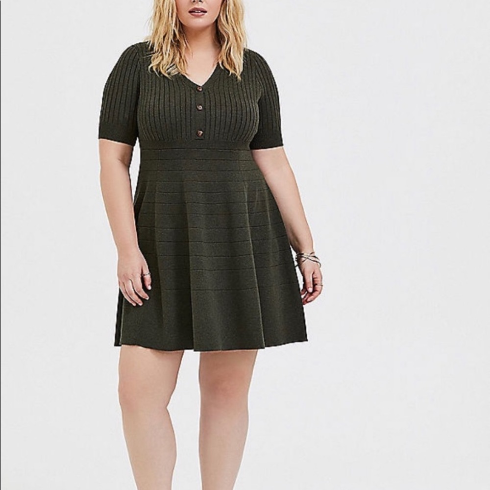 Torrid Olive Green Above Knee Sweater Dress Like New